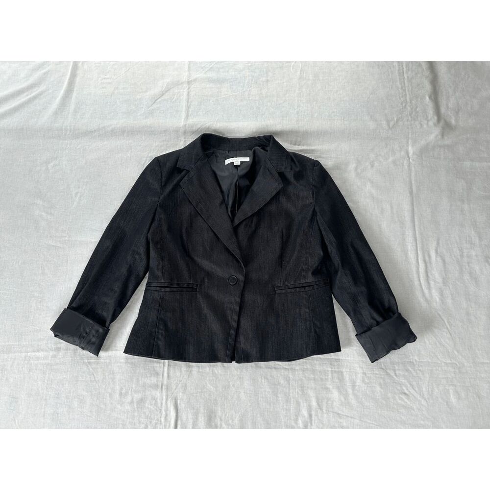 Women's New York & Company Dark Blue Button Up Blazer Size 14, Sporty, Dressy